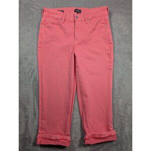 NYDJ Marilyn Straight Capri Jeans Womens Size 8 Hot Pink Cuffed Slimming Curvy